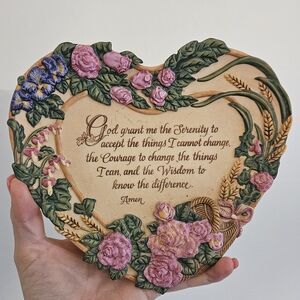 Bradford Exchange Floral Heart-Shaped Serenity Prayer Plaque